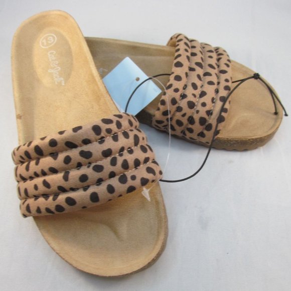Cat and Jack Girls Leopard Print Slip-on Footbed Sandals - New - Picture 7 of 10